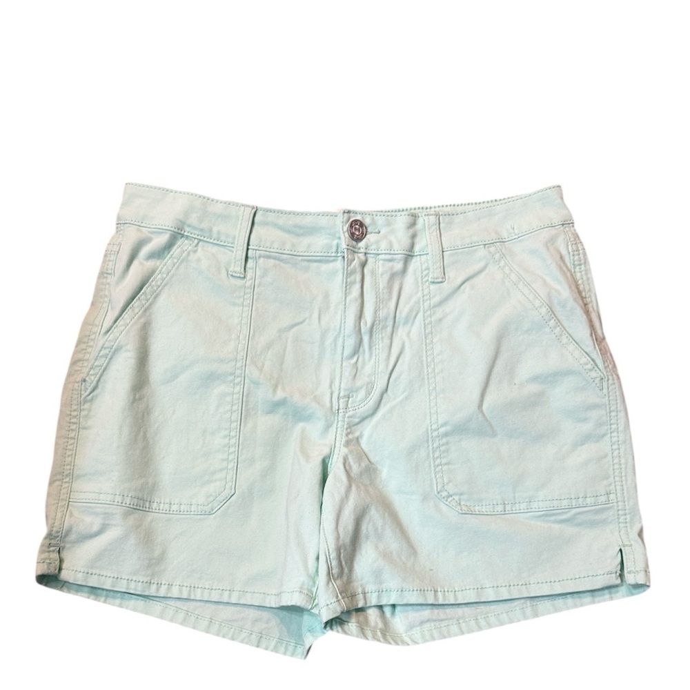 Seven7 Women's 5" Soft Twill Utility Shorts Front Patch Pockets Mint Green NWT